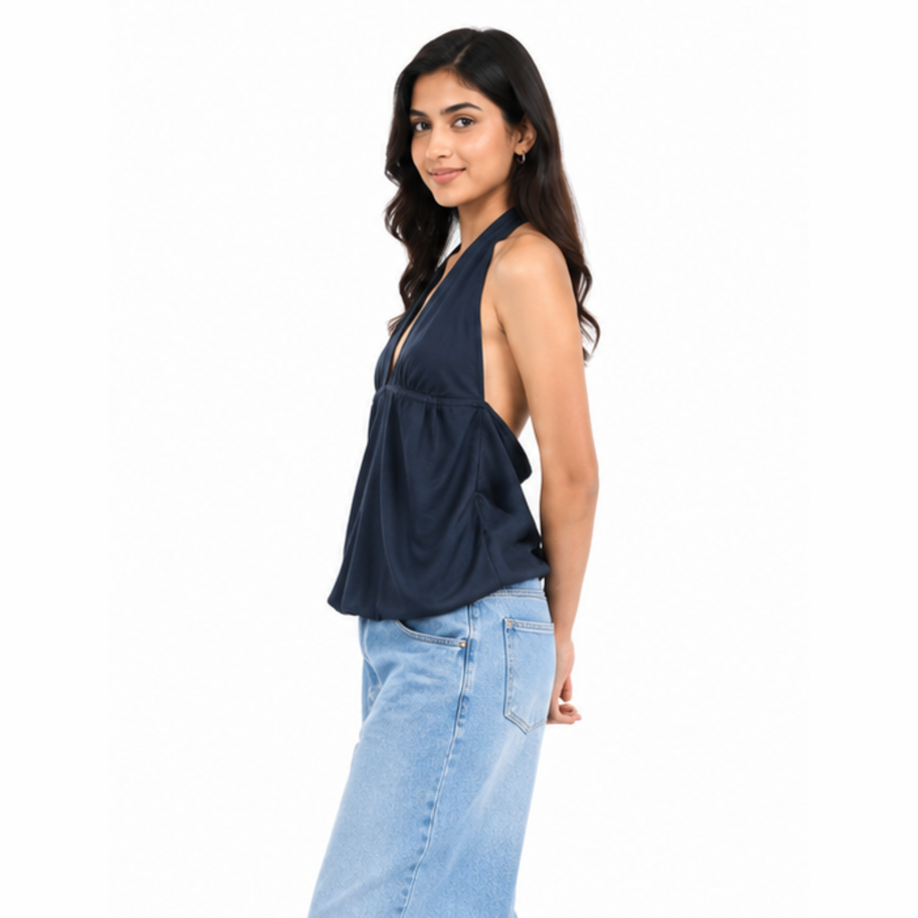Navy blue backless top