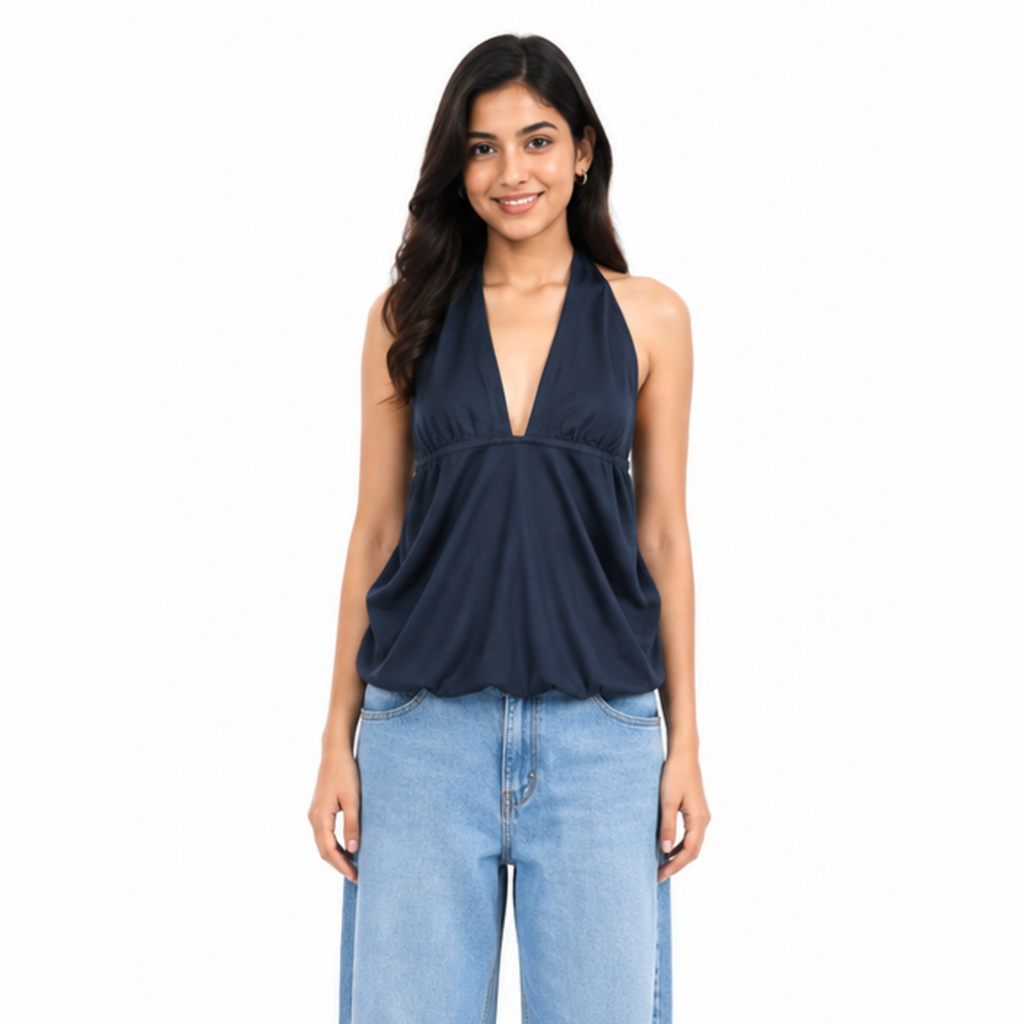 Navy blue backless top