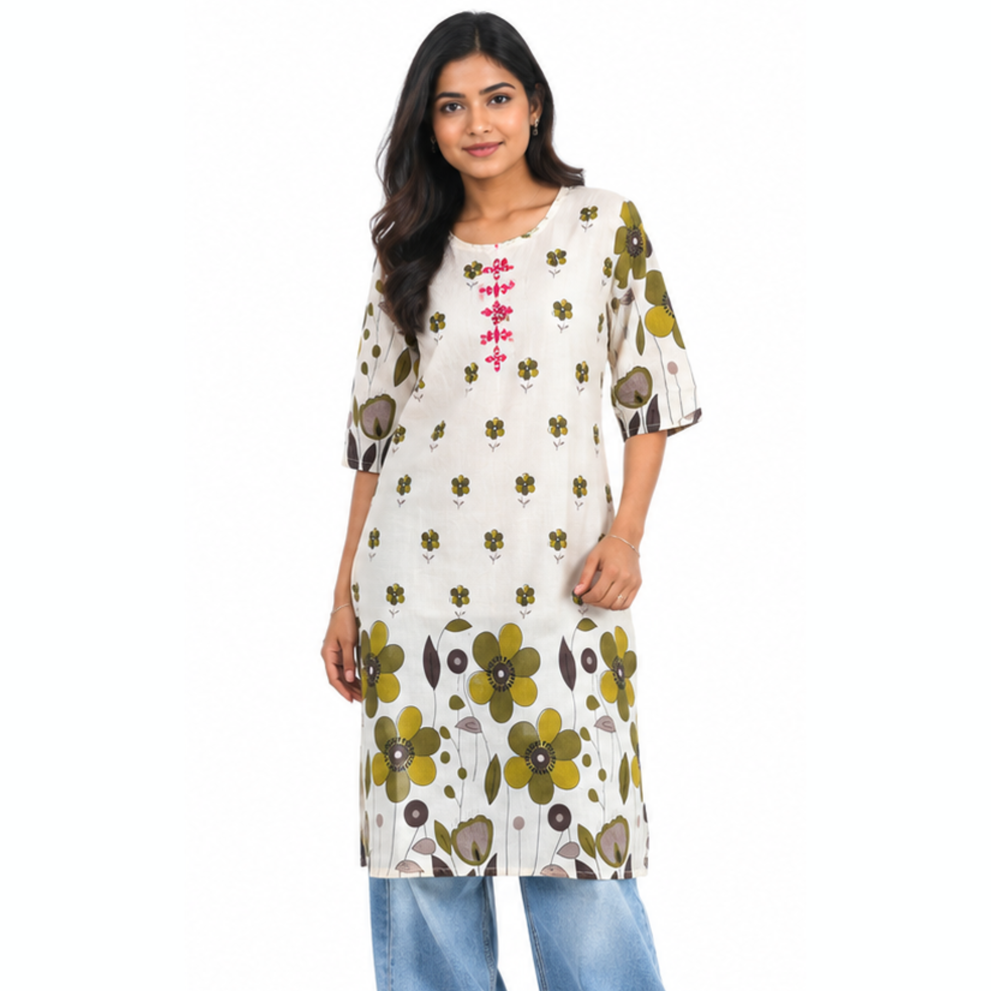 Floral Bloom Printed Straight Kurti
