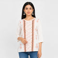 Cotton Beige printed short Kurti