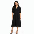 Black Textured Midi Dress