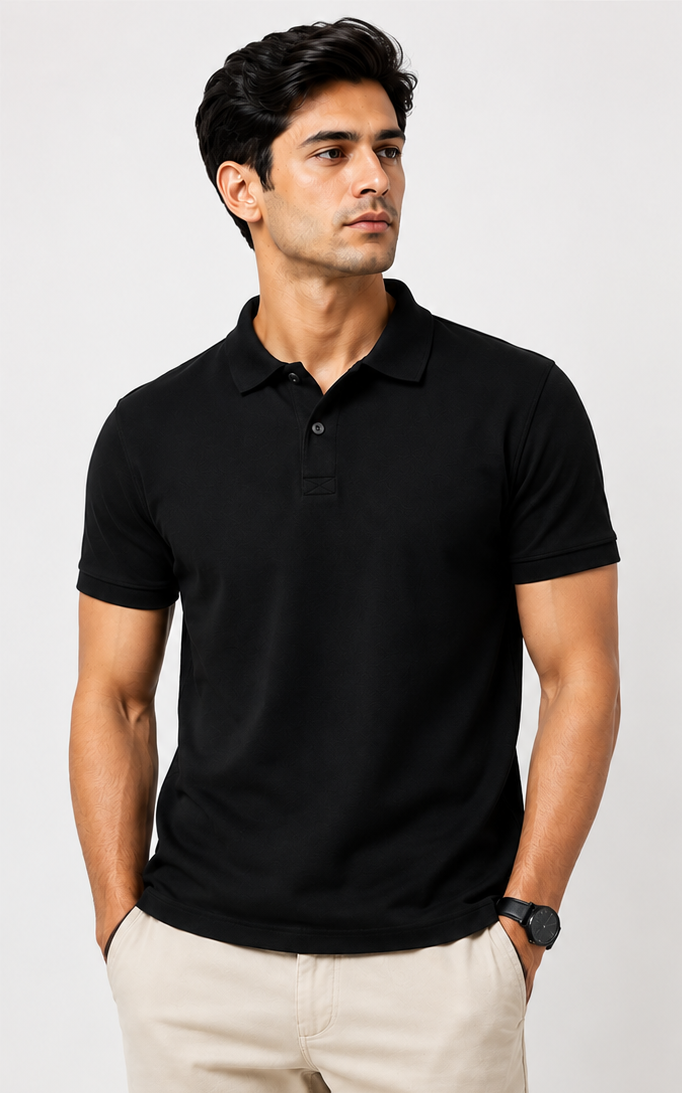 Premium Navy Piqué Polo T-Shirt